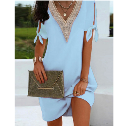 Loose Fit V Neck Summer Tunic Dress