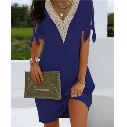 Loose Fit V Neck Summer Tunic Dress