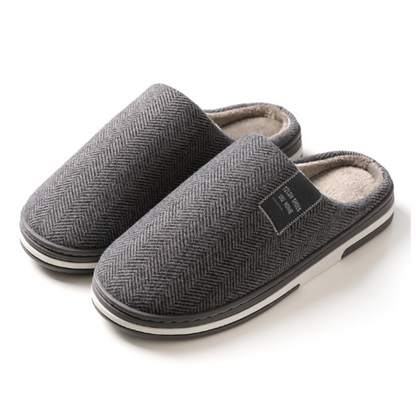 Cozy Men's Herringbone Fleece Slippers