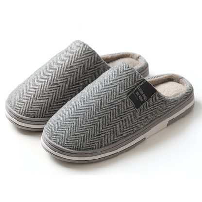 Cozy Men's Herringbone Fleece Slippers