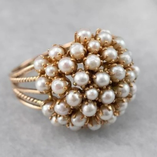 Simple Pearl Inlaid Ring - Nocini