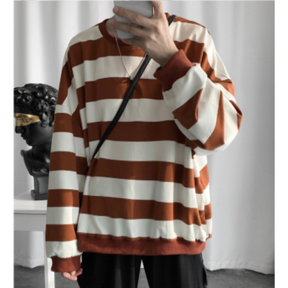 Relaxed Fit Men's Striped Crew Sweater
