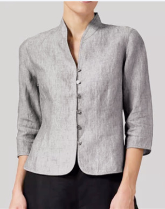 Elegant V-Neck Linen Women's Blouse - Nocini