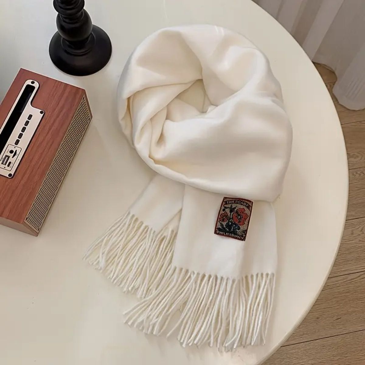 Soft Mens Cashmere Scarf White