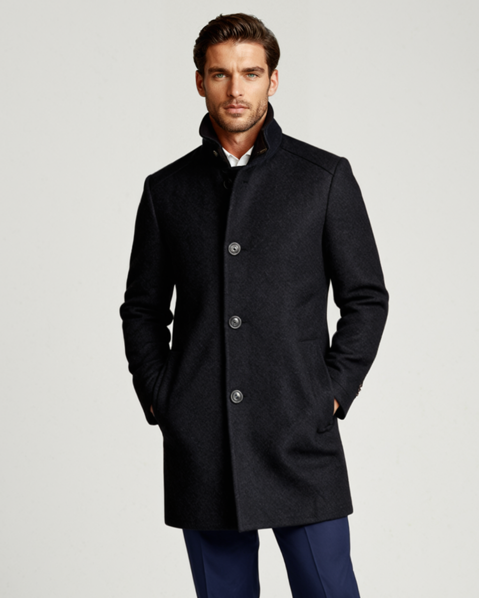 Warm Mens Luxury Wool Pea Coat