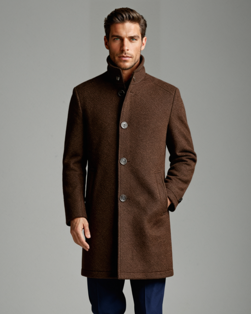 Warm Mens Luxury Wool Pea Coat - Nocini