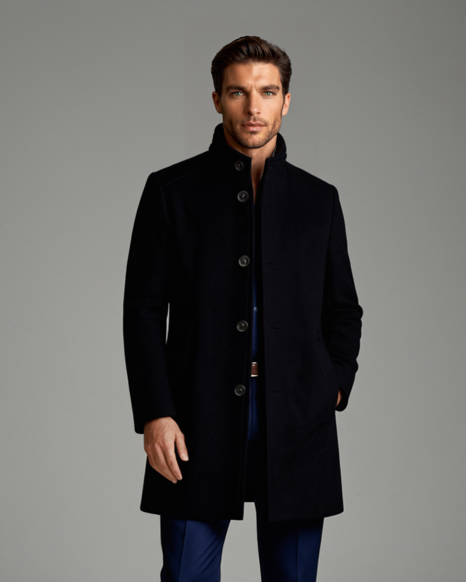 Warm Mens Luxury Wool Pea Coat