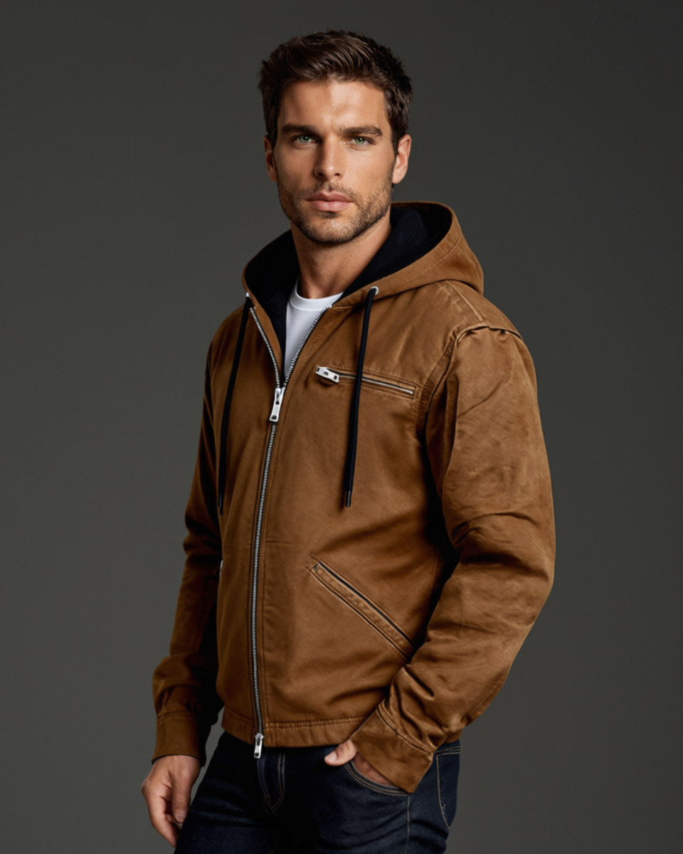 Warm Fleece Lined Mens Hooded Winter Coat