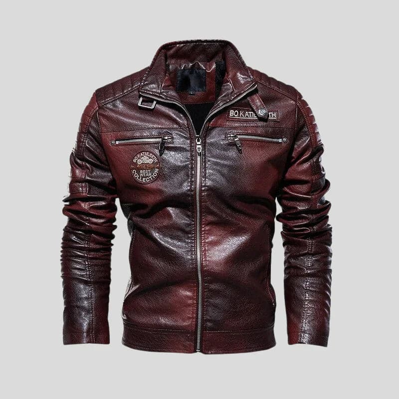 Men's Real Leather Slim Fit Biker Jacket - Nocini