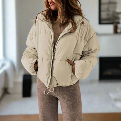 Women's Short Puffer Coat Waterproof Zip Up Jacket