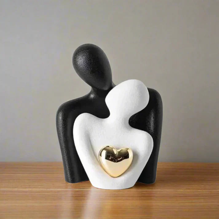 Contemporary Art Sculpture With Silver Metal Detail