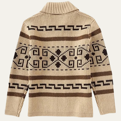 Warm Mens Aztec Pattern Cardigan Sweater