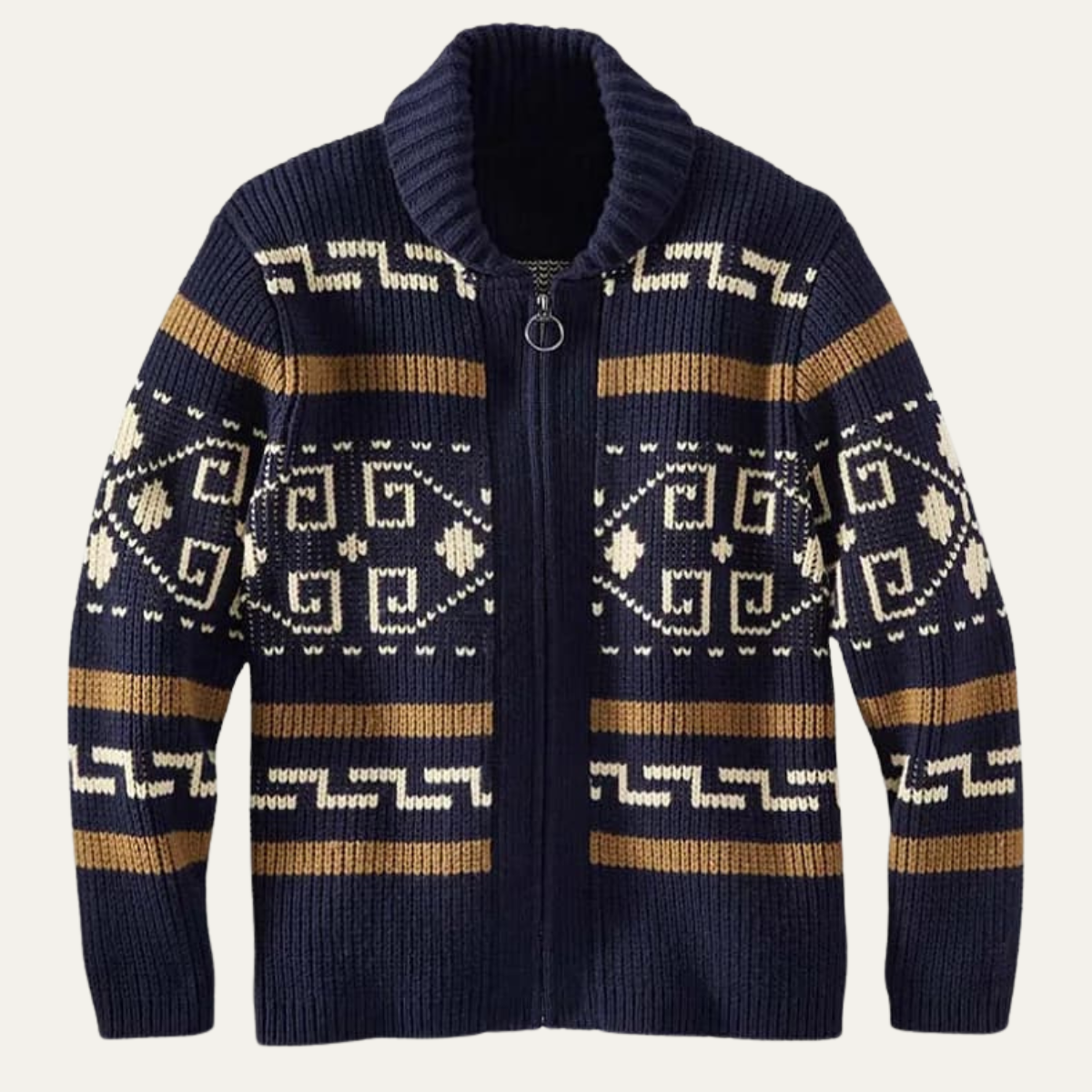 Warm Mens Aztec Pattern Cardigan Sweater