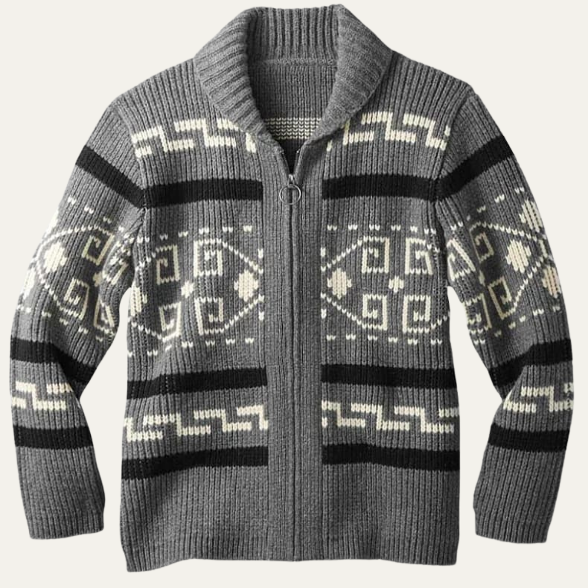 Warm Mens Aztec Pattern Cardigan Sweater