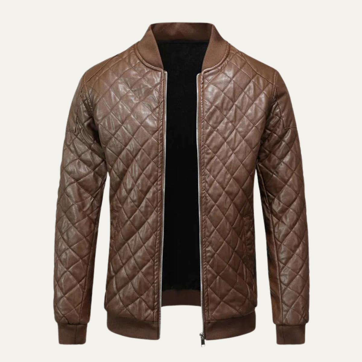 Warm Quilted Leather Men's Bomber Jacket - Nocini