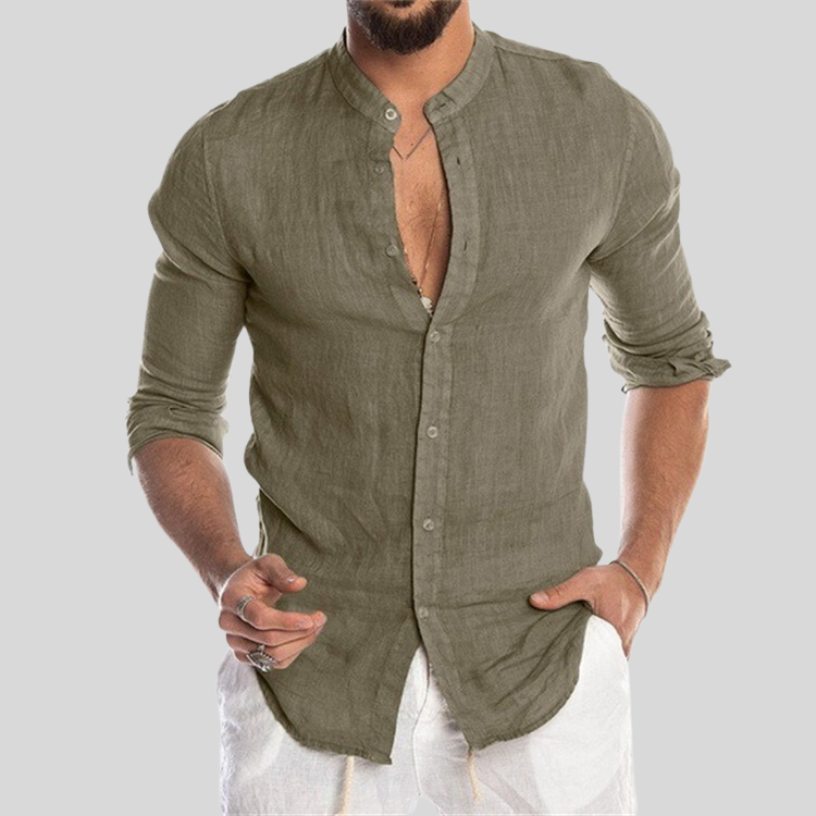 Comfortable Linen Casual Men's Long Sleeve Shirt - Nocini