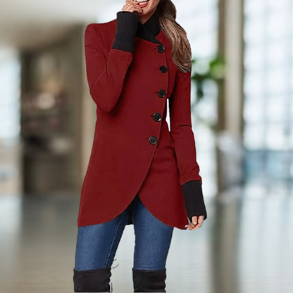 Stylish Women's Asymmetrical Button Coat