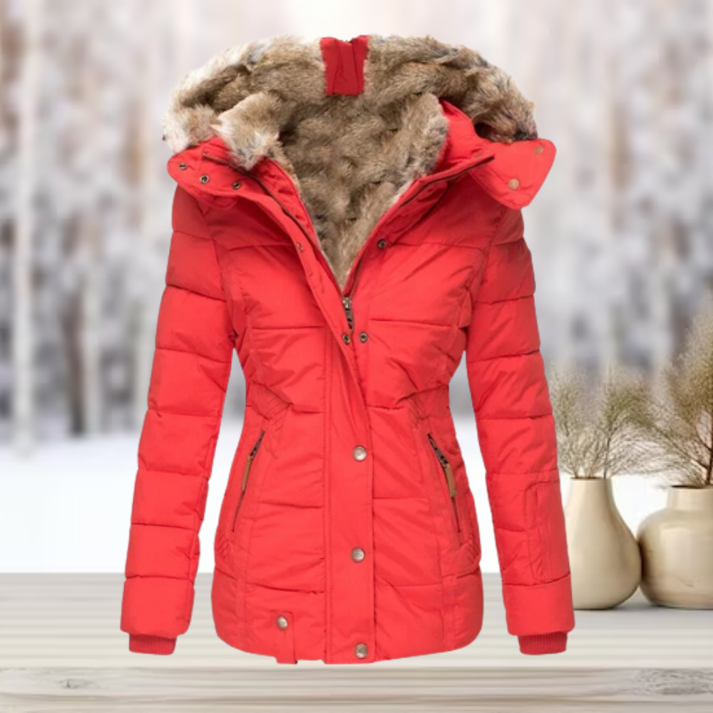 Waterproof Women's Parka Coat with Faux Fur Hood