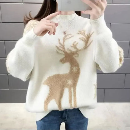 Cozy Christmas Reindeer Pullover Sweater