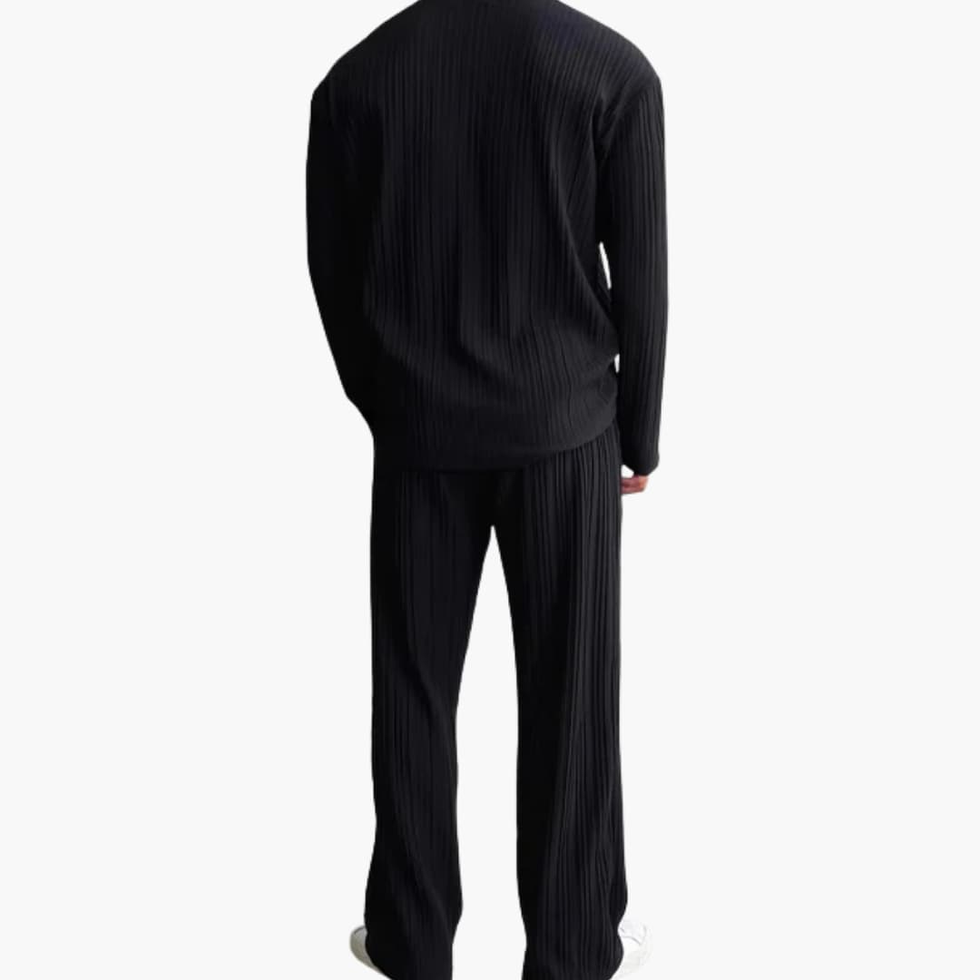 Men's Classic Pinstripe Suit with Long Sleeve Shirt and Trousers