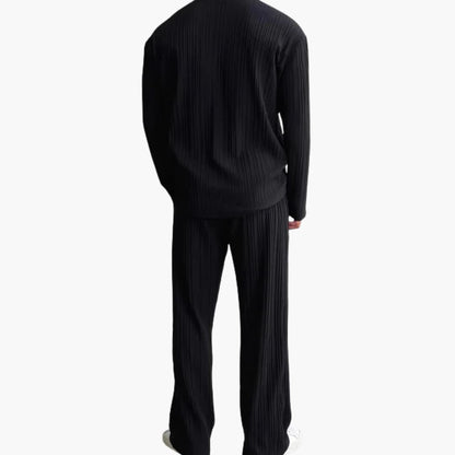 Men's Classic Pinstripe Suit with Long Sleeve Shirt and Trousers