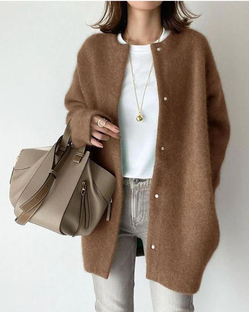Cozy Oversized Knit Button Cardigan for Women