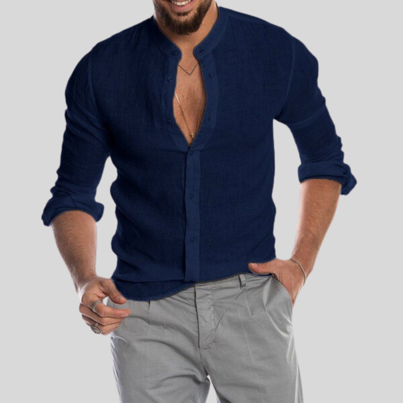 Comfortable Linen Casual Men's Long Sleeve Shirt