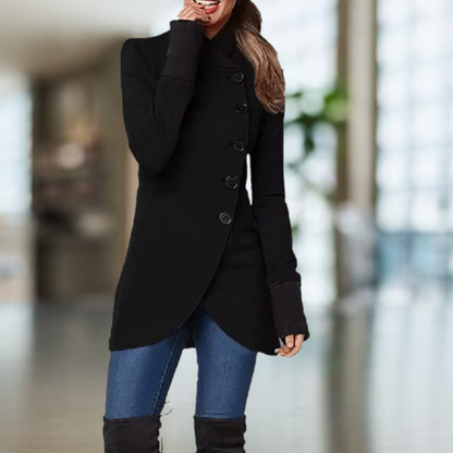 Stylish Women's Asymmetrical Button Coat - Nocini