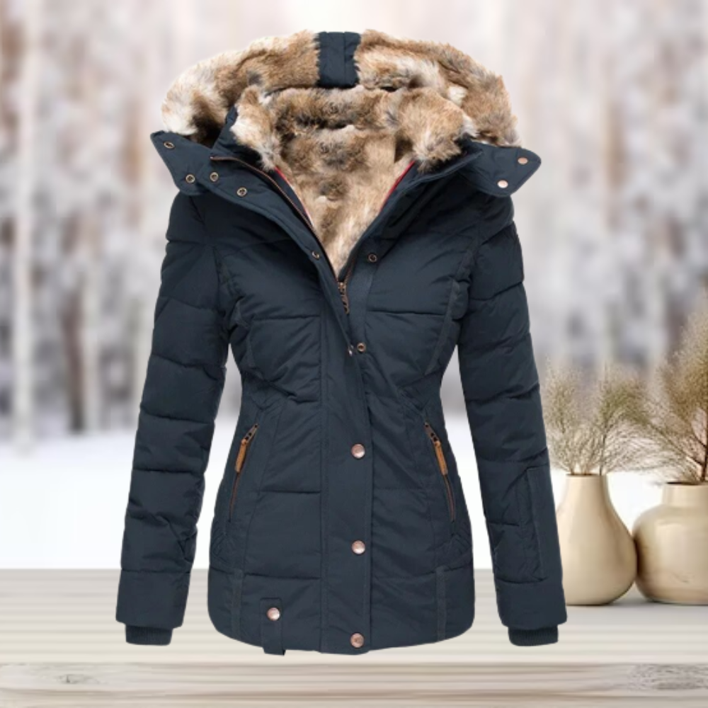 Waterproof Women's Parka Coat with Faux Fur Hood