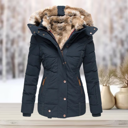 Waterproof Women's Parka Coat with Faux Fur Hood