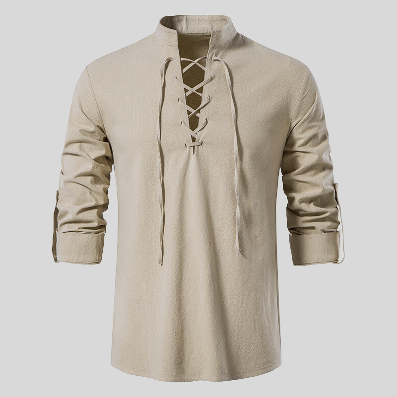 Casual V Neck Long Sleeve Shirt - Nocini