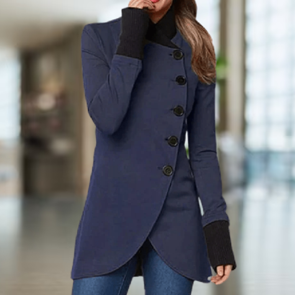 Stylish Women's Asymmetrical Button Coat