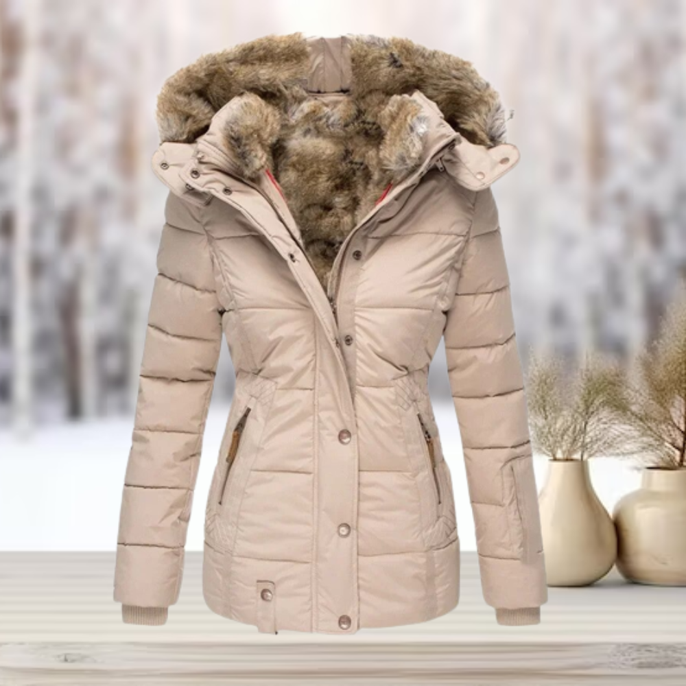 Waterproof Women's Parka Coat with Faux Fur Hood - Nocini