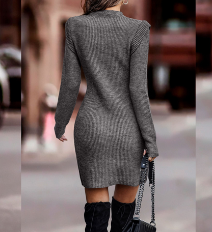 Women's Cozy Crew Neck Sweater Dress