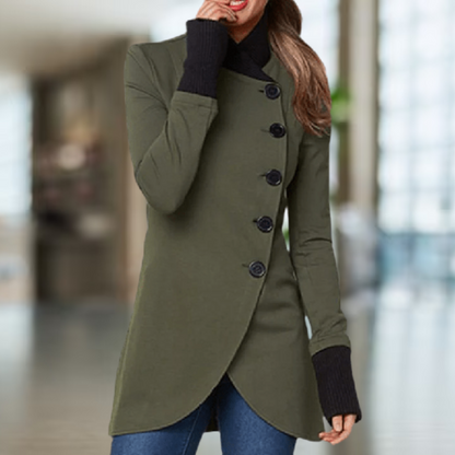 Stylish Women's Asymmetrical Button Coat