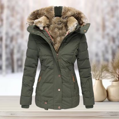 Waterproof Women's Parka Coat with Faux Fur Hood