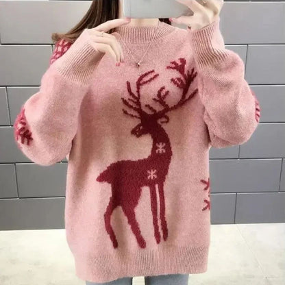 Cozy Christmas Reindeer Pullover Sweater