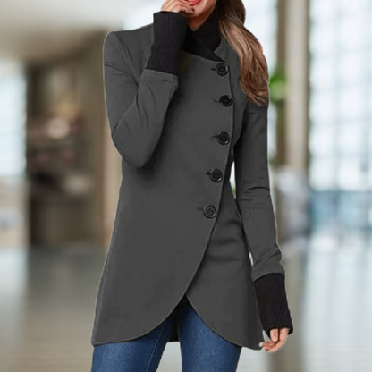 Stylish Women's Asymmetrical Button Coat