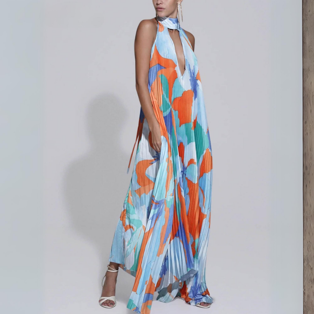 Loose Fit V Neck Summer Maxi Dress - Nocini