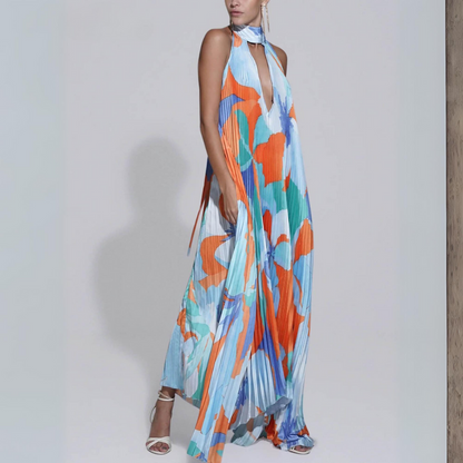 Loose Fit V Neck Summer Maxi Dress - Nocini
