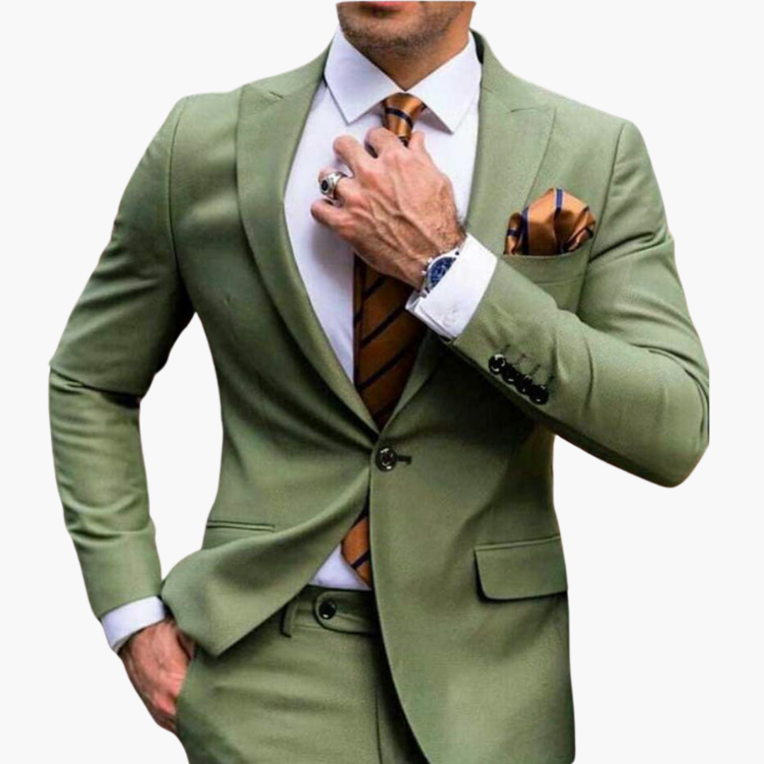 Classic 2-Piece Men's Suit with Slim Fit Pants - Olytrend