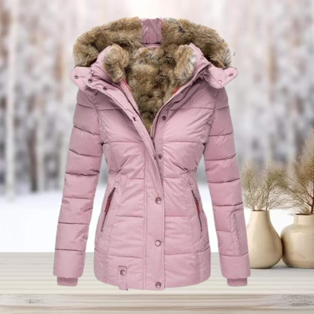 Waterproof Women's Parka Coat with Faux Fur Hood
