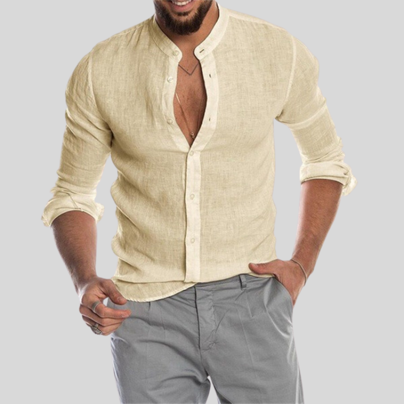 Comfortable Linen Casual Men's Long Sleeve Shirt
