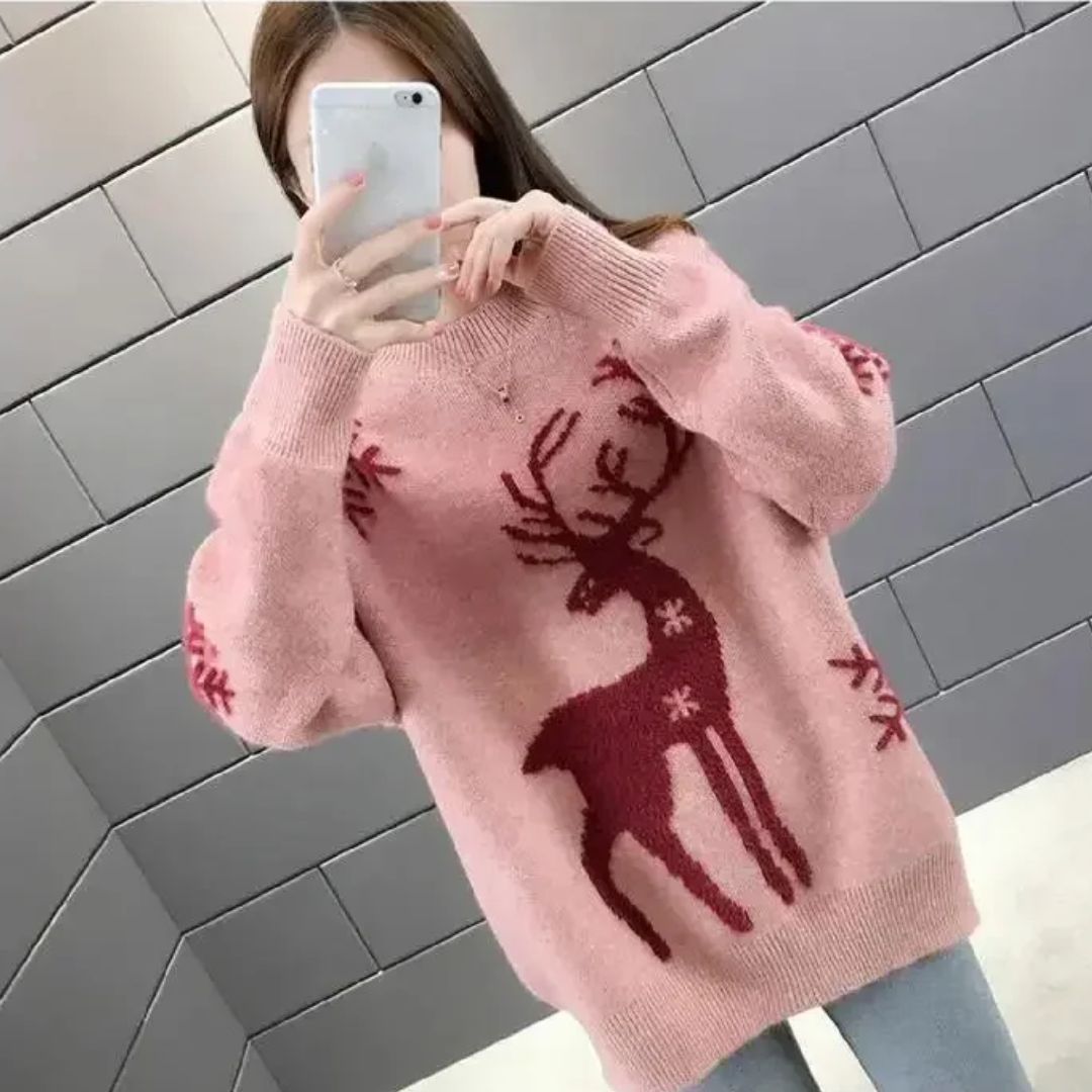 Cozy Christmas Reindeer Pullover Sweater