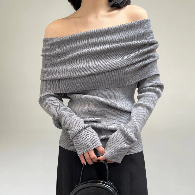 Feminine Fit Ribbed Knit Sweater