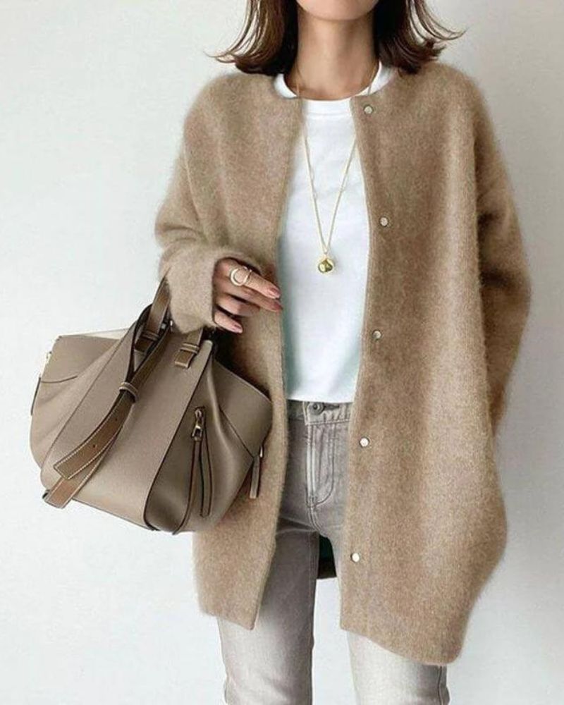 Cozy Oversized Knit Button Cardigan for Women