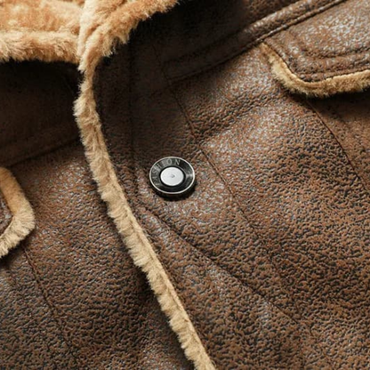 Warm Men's Sheepskin Leather Biker Jacket