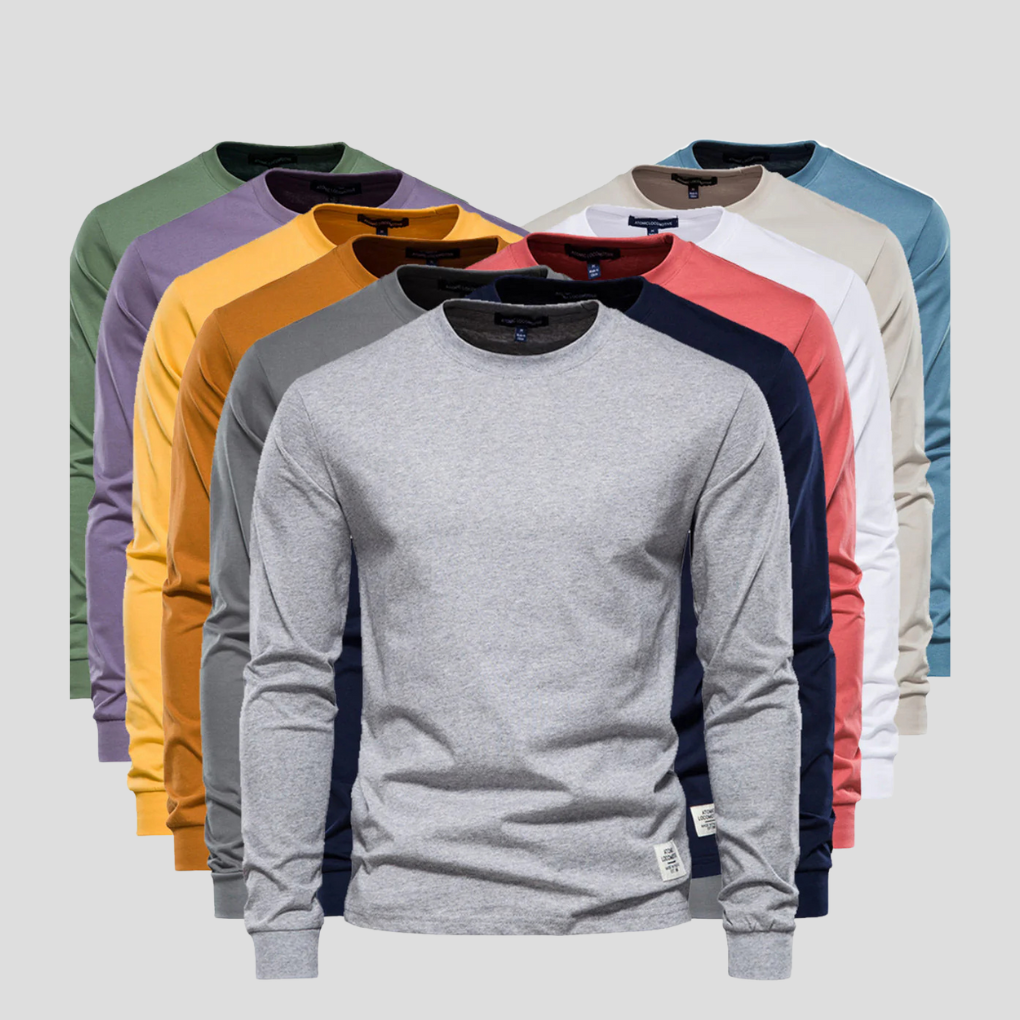 Casual Men's Crew Neck Long Sleeve Tee - Olytrend