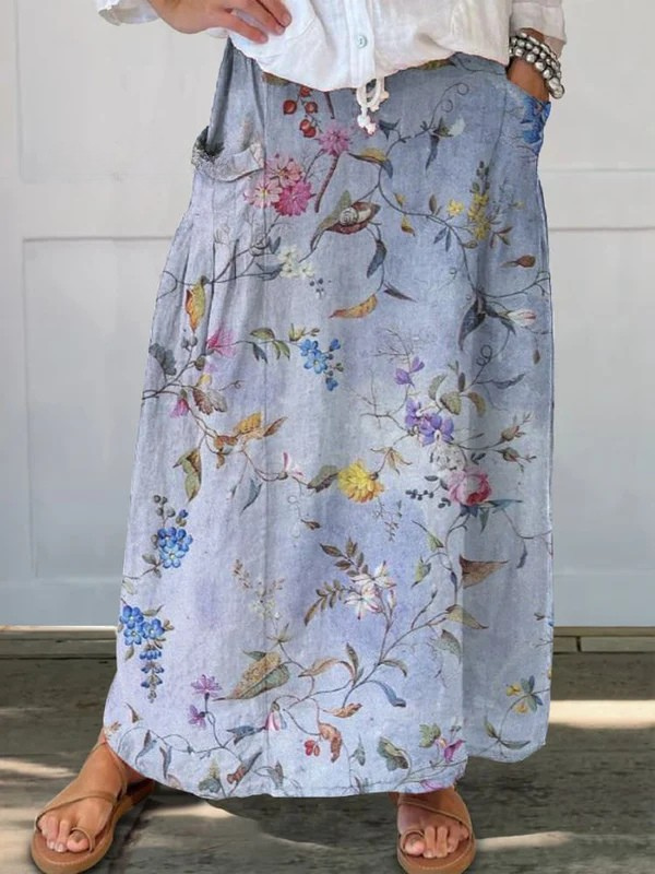 Classic Floral Print A-Line Skirt - Olytrend