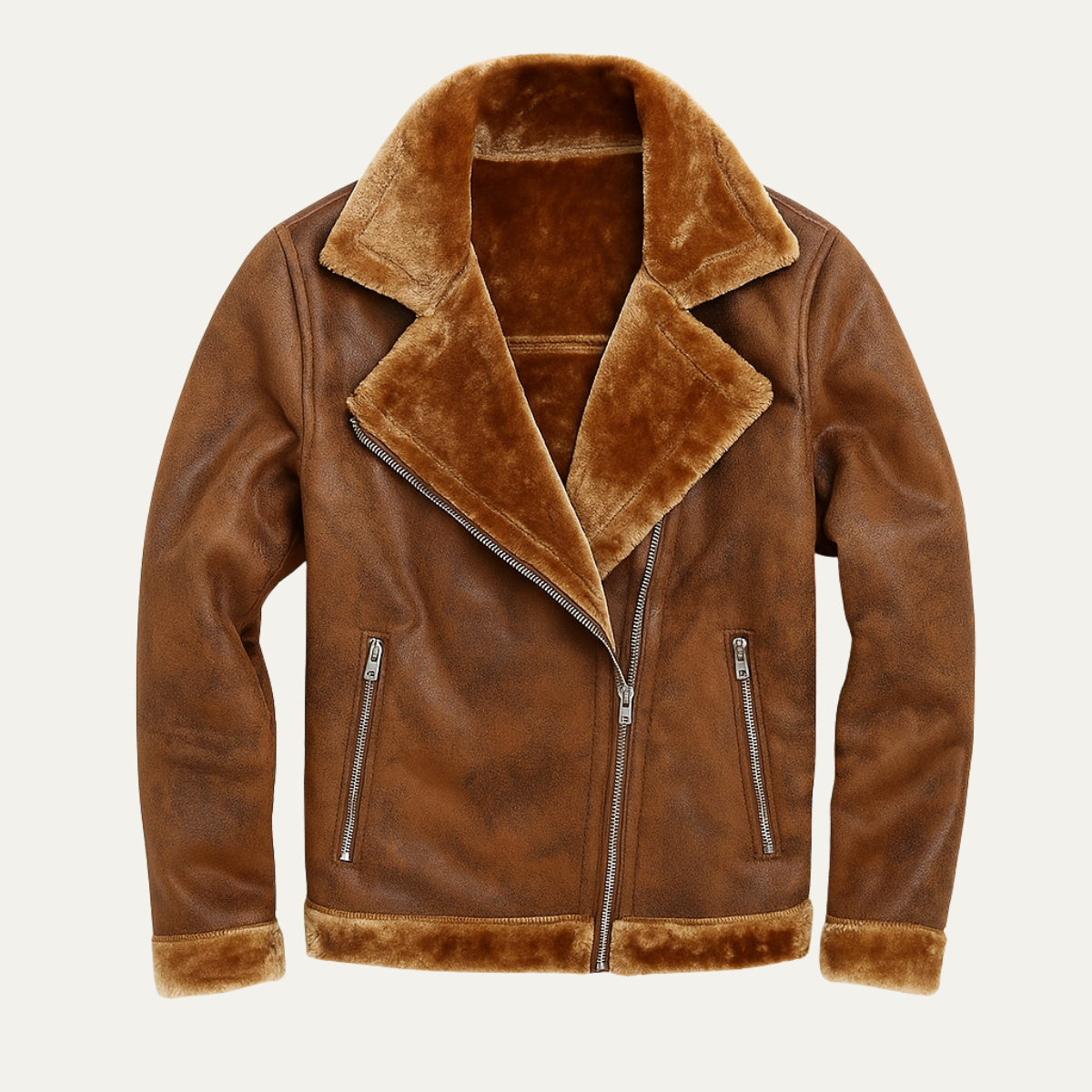 Warm Mens Leather Flight Jacket - Nocini